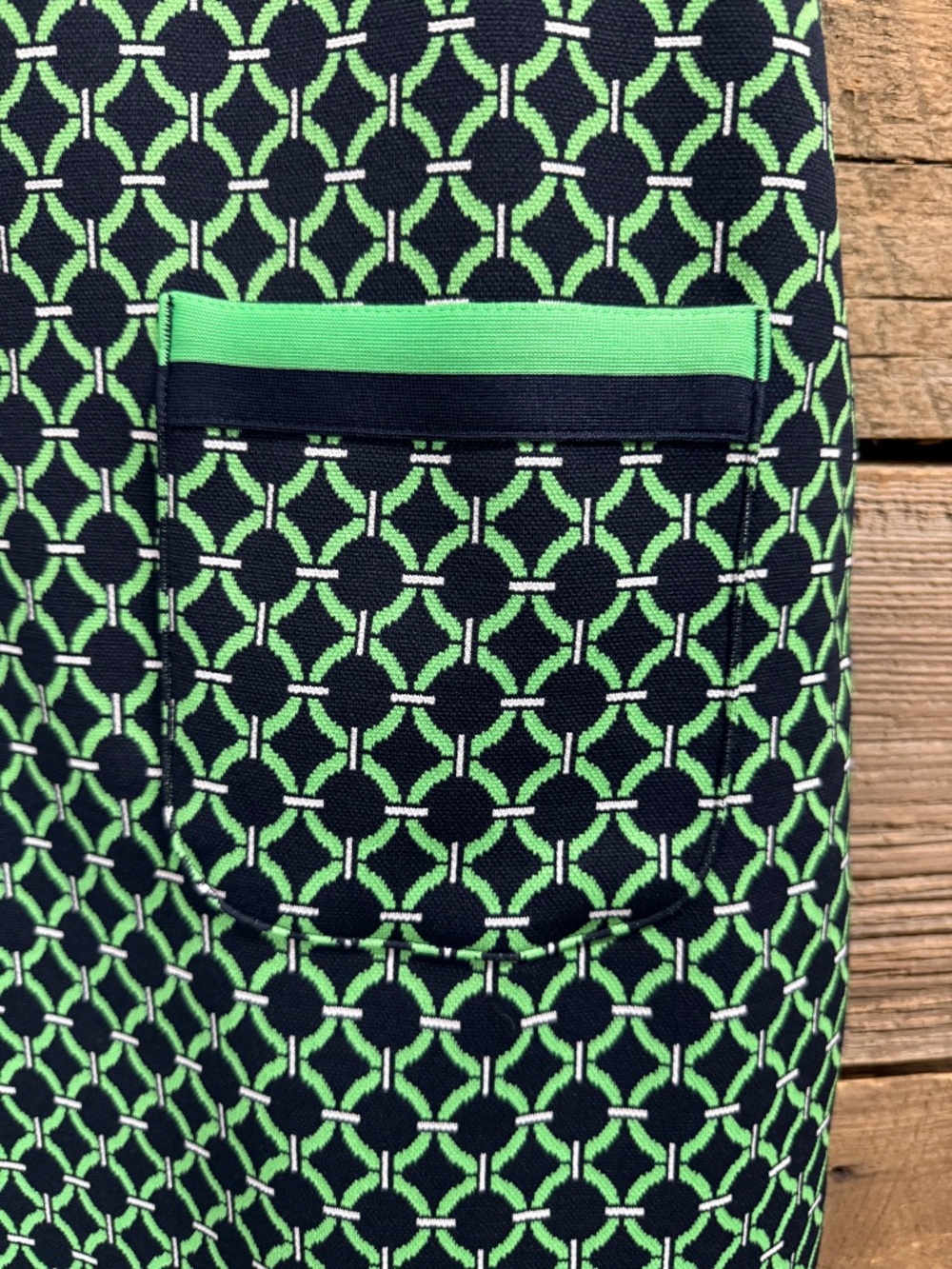 Talbots Cable Jacquard short sleeve dress, Green/navyprint, Small - Picture 2 of 7